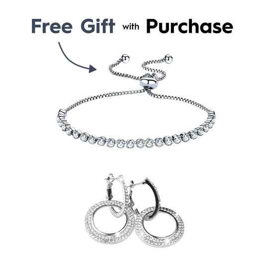 FREE GIFT WITH PURCHASE - Rhinestone Tennis Bracelet + Hollywood Hoops Earrings