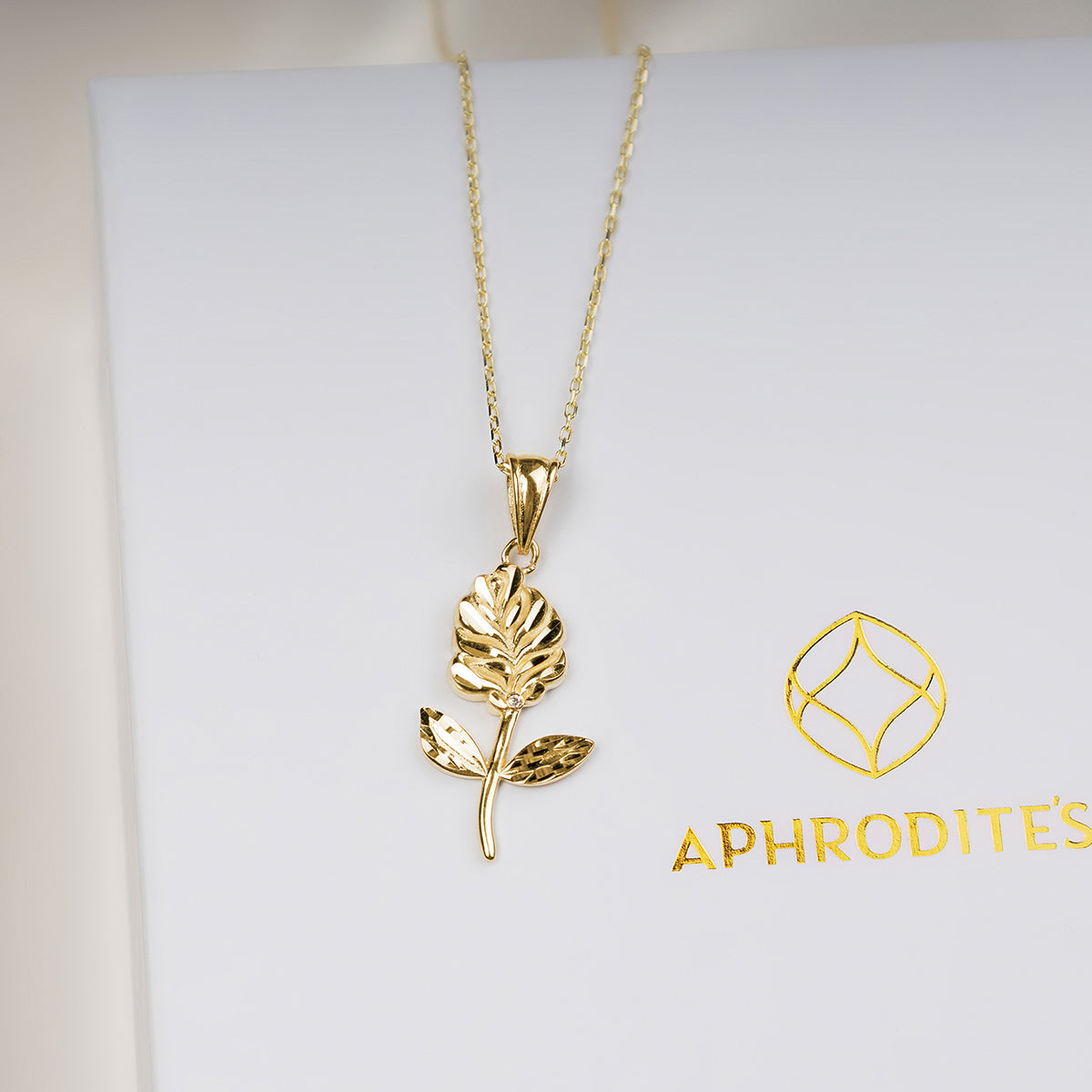 Don't Hide From Thorns - Solid Gold Long Rose Necklace Gift Set