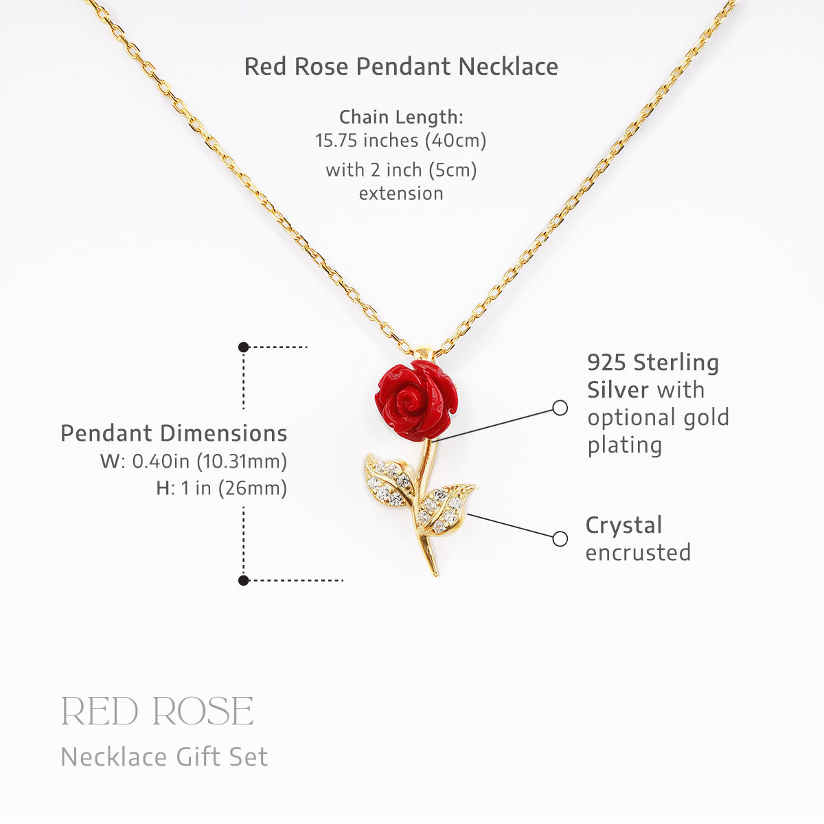 Enchantment Gift Box - To My Mother The Beauty - Red Rose Necklace Gift Set