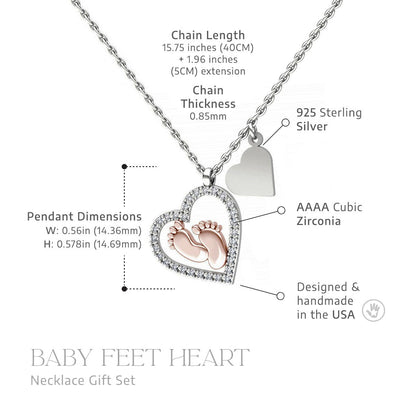 Congrats on Being a New Mom - Baby Feet Heart Pendant Necklace Gift Set
