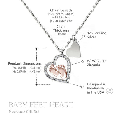 Promoted from Cat Grandma - Baby Feet Heart Necklace Gift Set