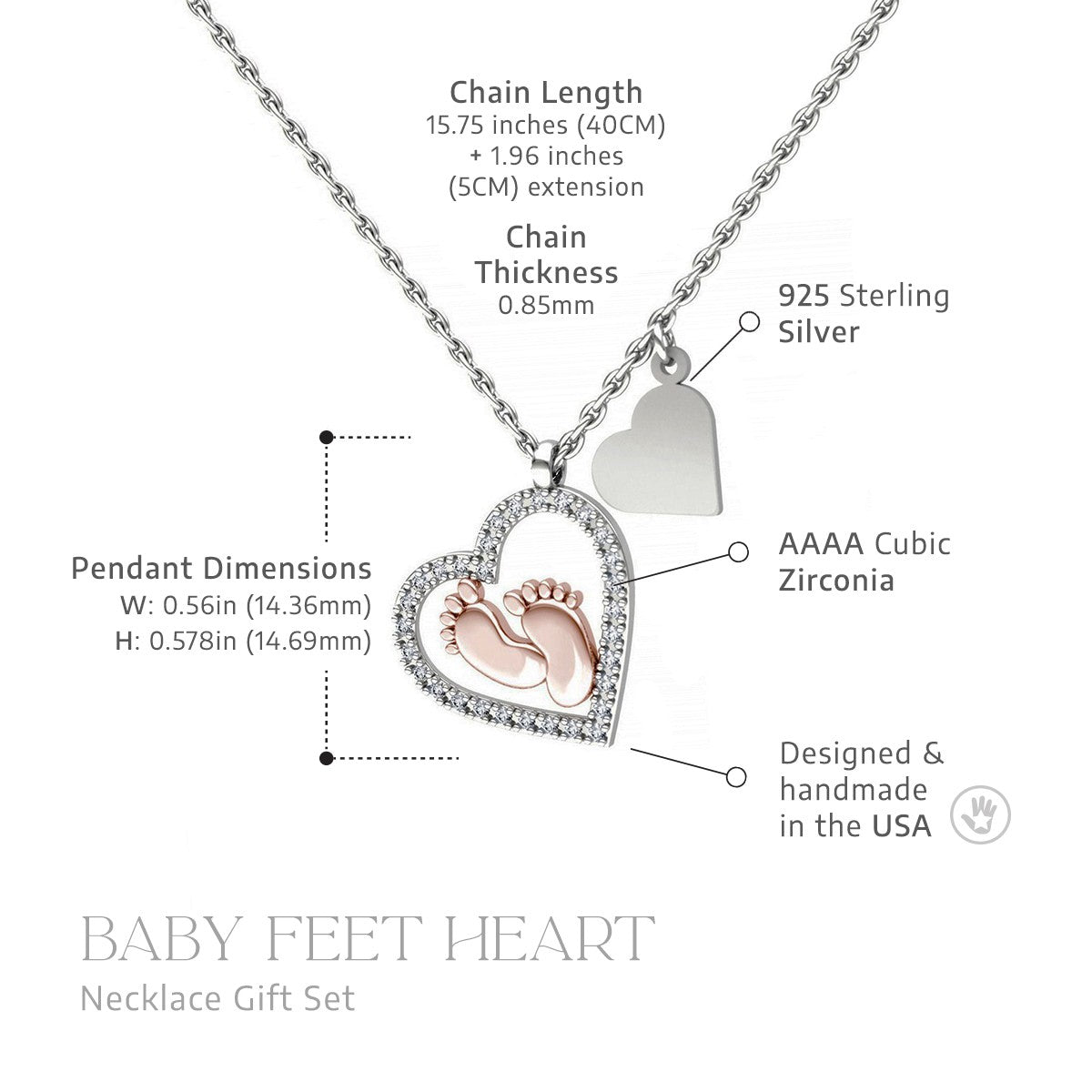 Cute Little Boo - Baby Feet Heart Necklace Gift Set