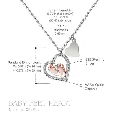 To My Mommy (Levitation Yoda) - Baby Feet Heart Pendant Necklace Gift Set