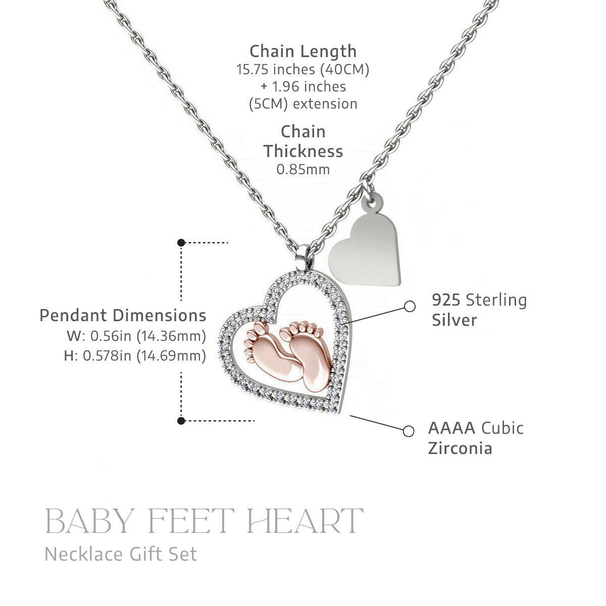 To My Mummy On Mother's Day - Baby Feet Heart Pendant Necklace Gift Set
