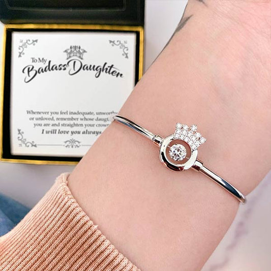 To My Badass Daughter - Luxe Crown Bangle Bracelet Gift Set