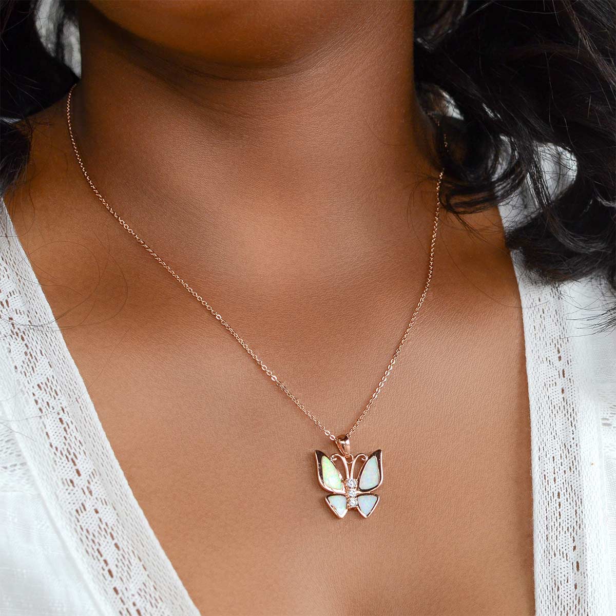 To My Daughter, Off To Great Places - Fire Opal Butterfly Necklace Gift Set