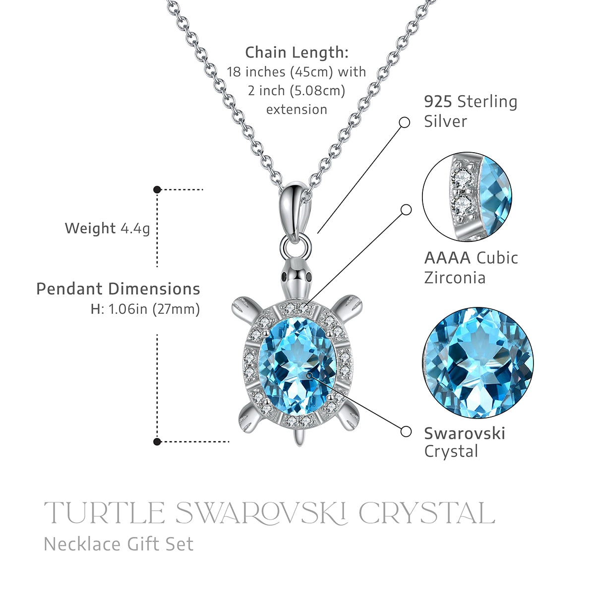 Swarovski Crystal Spirit Animal Turtle Necklace Gift Set