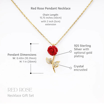 To My Girlfriend the Beauty, From Your Beast - Red Rose Necklace Gift Set