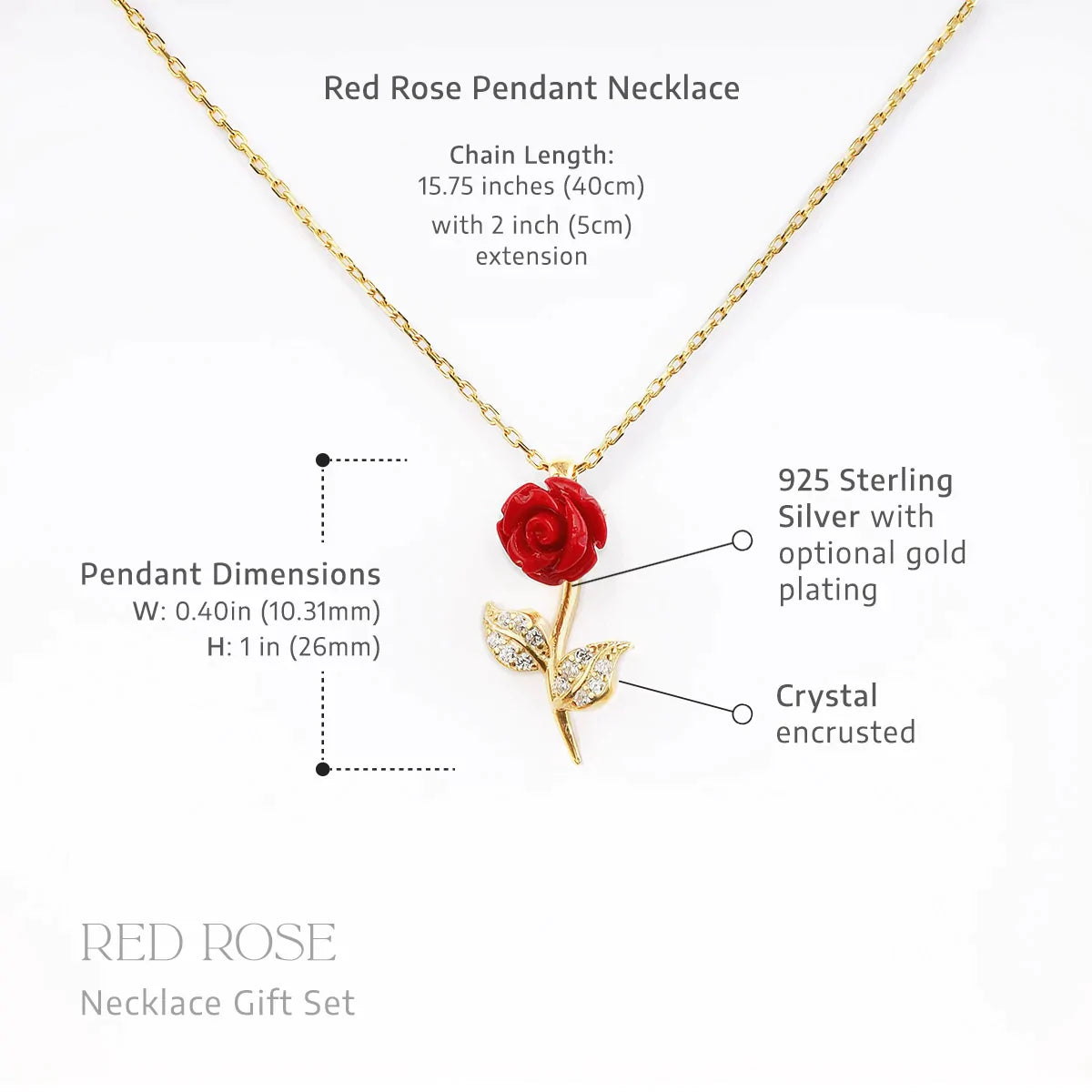 To My Sister the Beauty, From Your Brother - Red Rose Necklace Gift Set