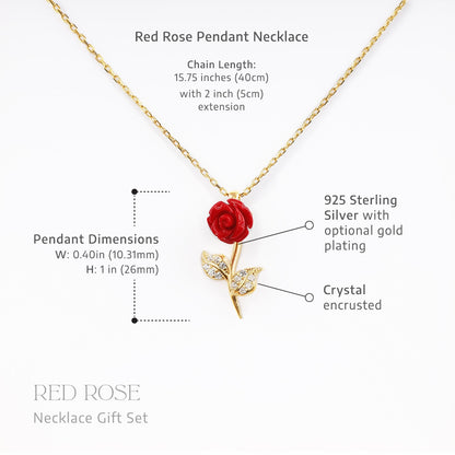 Enchantment Gift Box - To My Daughter the Beauty - Red Rose Necklace Gift Set