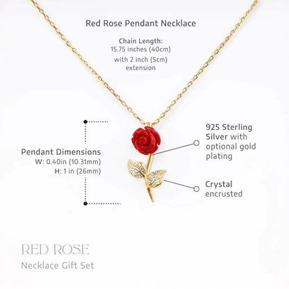 To My Sister the Beauty, From Your Sister - Red Rose Necklace Gift Set
