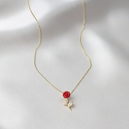 Everlasting Love - Red Rose Necklace with Rose Box Gift Set