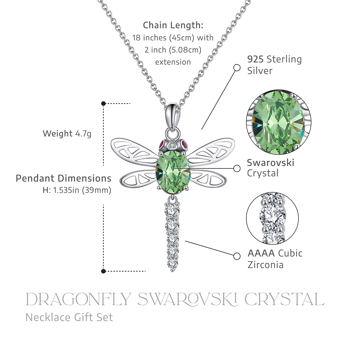 Swarovski Crystal Spirit Animal Dragonfly Necklace Gift Set