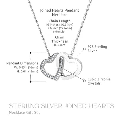 Mother Of Little Dragons - Sterling Silver Joined Hearts Necklace Gift Set