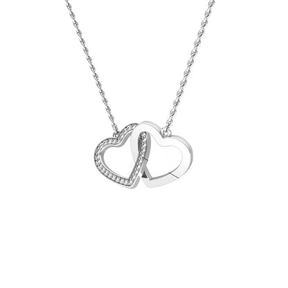 Beautiful Wife On Our Anniversary - Sterling Silver Joined Hearts Necklace Gift Set