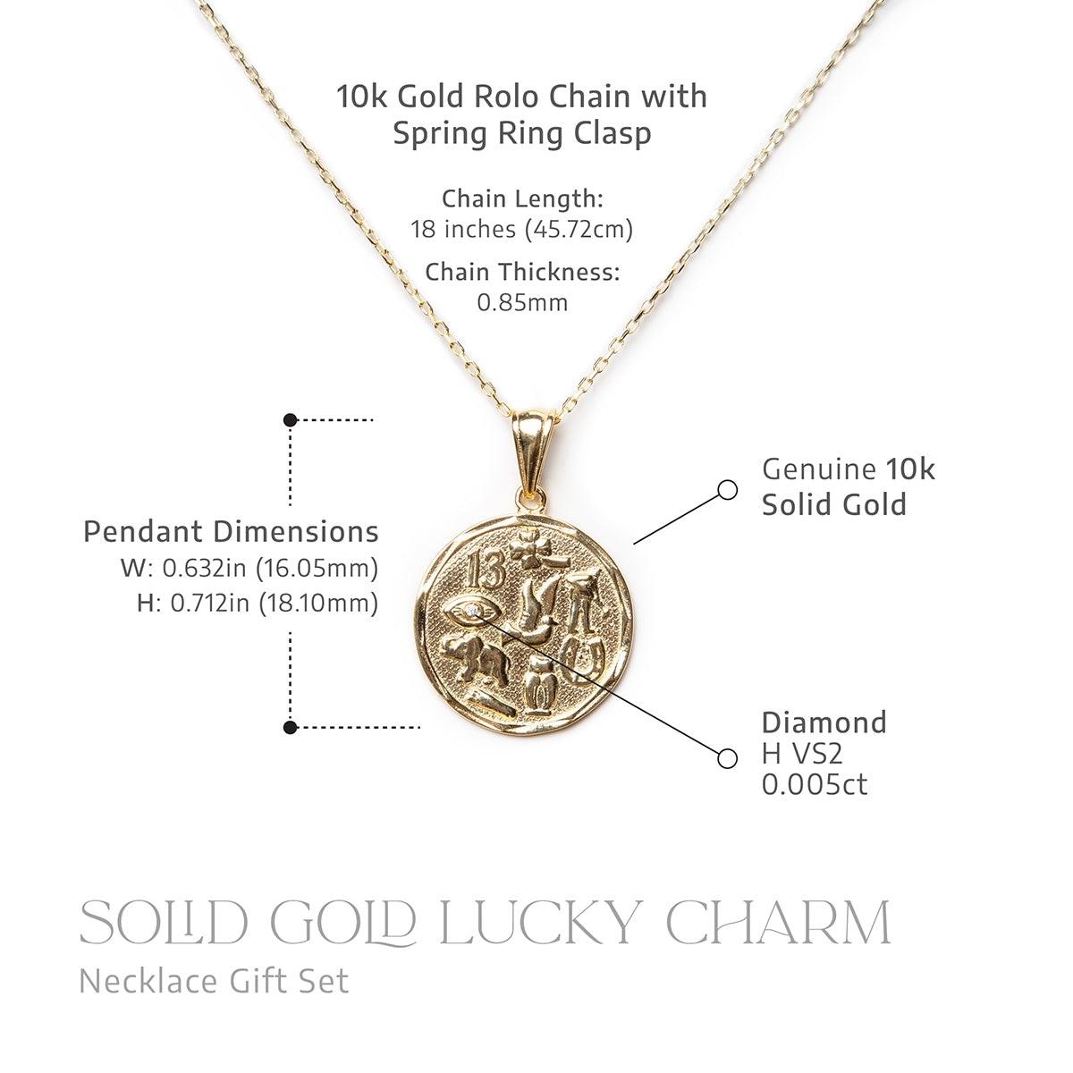 You Got This - Solid Gold Good Luck Charm Necklace Gift Set