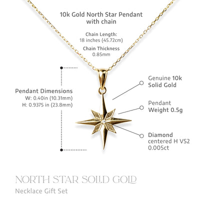 Twinkle, Twinkle - Solid Gold North Star Necklace Gift Set