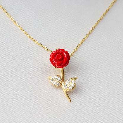 Enchantment Gift Box - To My Granddaughter the Beauty - Red Rose Necklace Gift Set