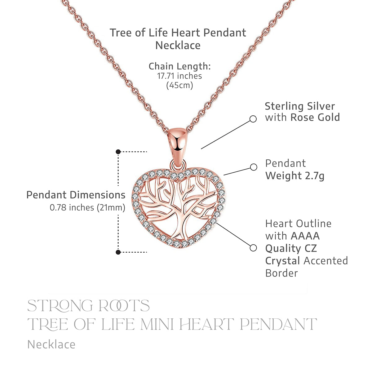 To My Aunt - Strong Roots - Tree of Life Mini Heart Pendant Necklace Gift Set