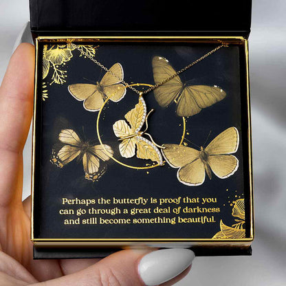 Something Beautiful (Gold Card) - Golden Butterfly Necklace Deluxe Gift Set