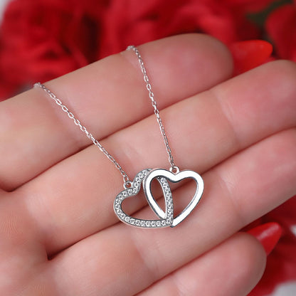 Beautiful Wife On Our Anniversary - Sterling Silver Joined Hearts Necklace Gift Set