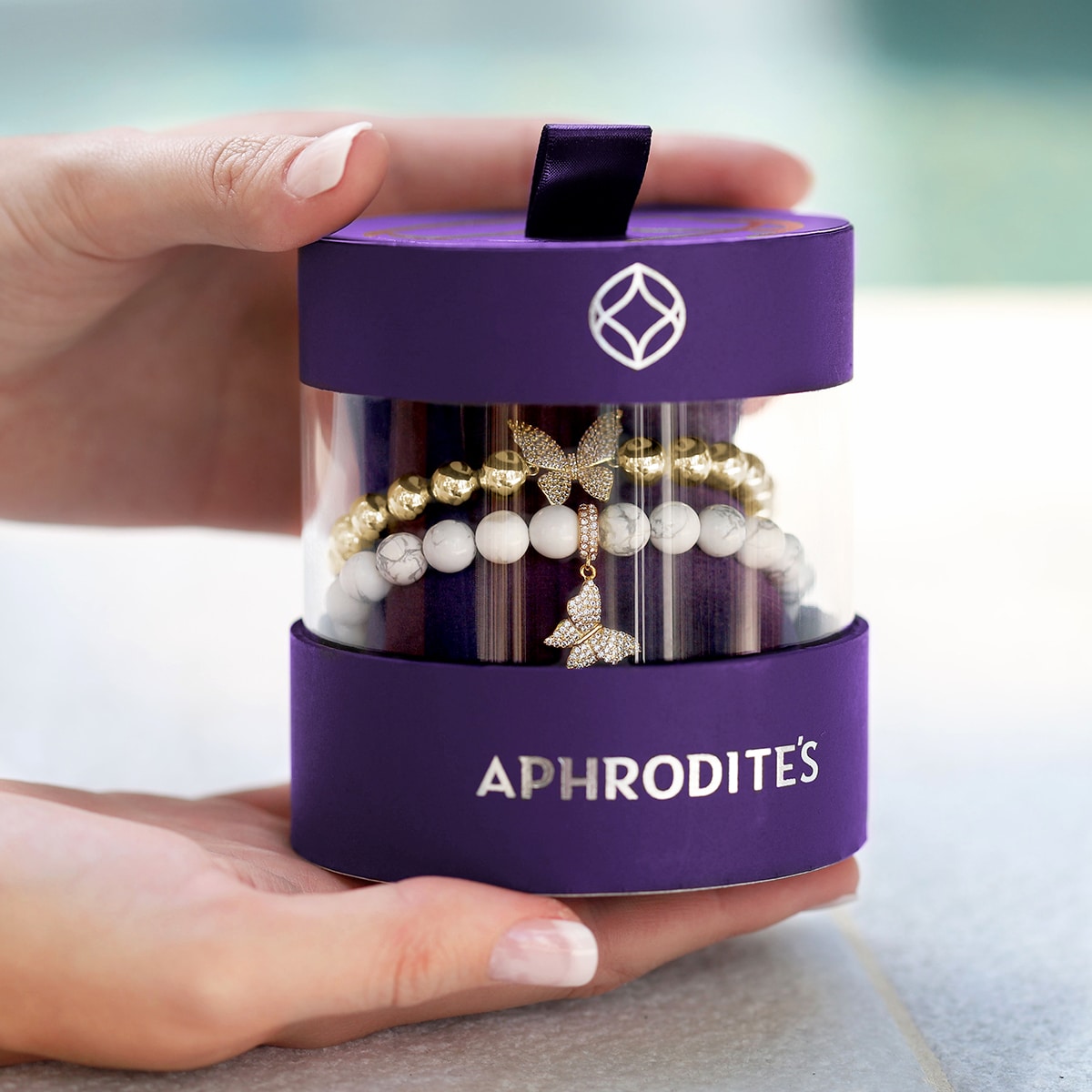 Aphrodites Window Box  - Gilded Butterflies Beaded Bracelet Set