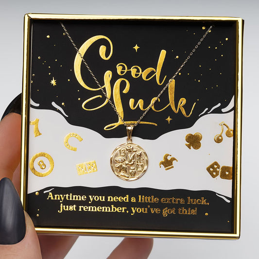 You Got This - Solid Gold Good Luck Charm Necklace Gift Set