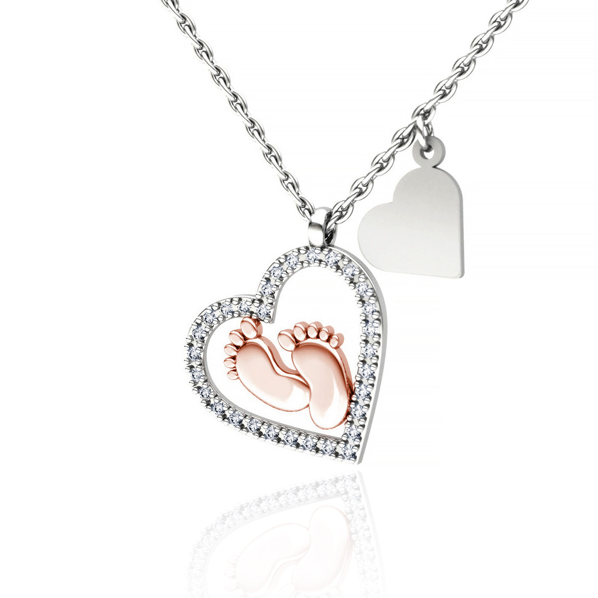 To Our Mommy (Twins Version) - Baby Feet Heart Pendant Necklace Gift Set