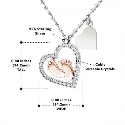 To My Mommy, From Your Tummy (Holiday Card) - Baby Feet Heart Necklace Gift Set