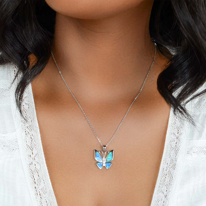 Dear Daughter, Spread Your Wings - Fire Opal Butterfly Necklace Gift Set