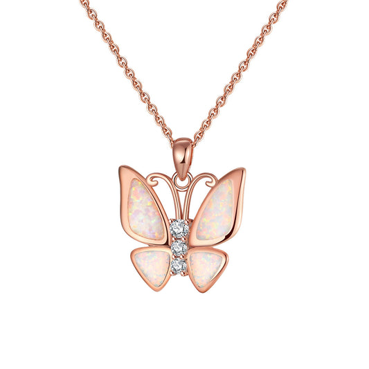 Fire Opal Butterfly Necklace