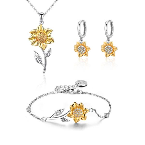 Golden Sunflower Sterling Silver Gift Set