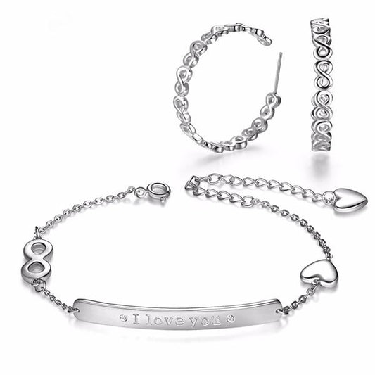 Infinite Love Bracelet and Earrings Set