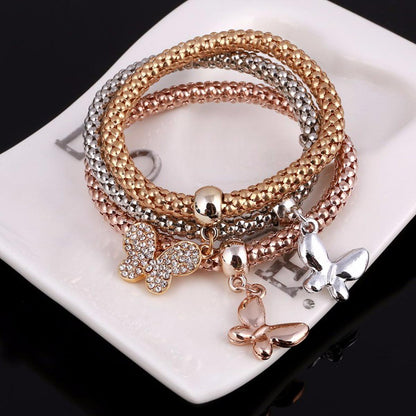 Magic in a Box - 2 Solid Butterfly Charm Bracelets Gift Sets