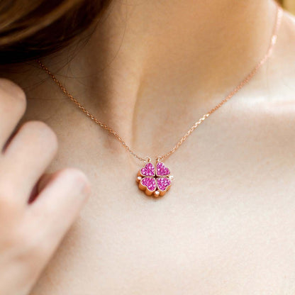 Rose Gold Magnetic Clover Hearts Necklace