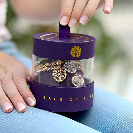 3 Sets of Tree of Life Window Box  - Tree of Life Heart Edition Charm Bracelets