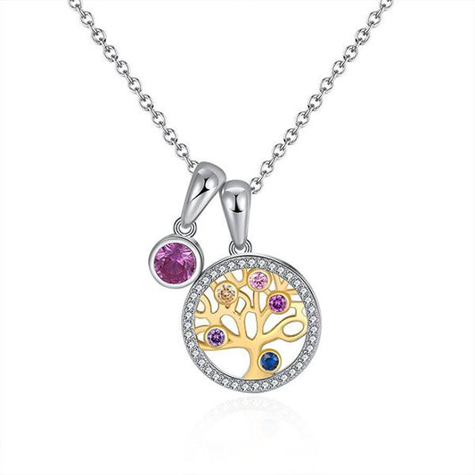 Tree of Life Rainbow Crystal Mini Pendant Necklace