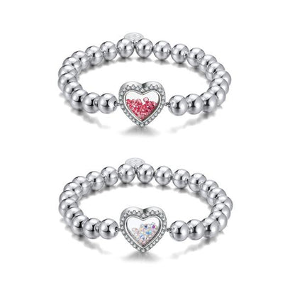Shimmering Heart Crystal Shaker Bracelet