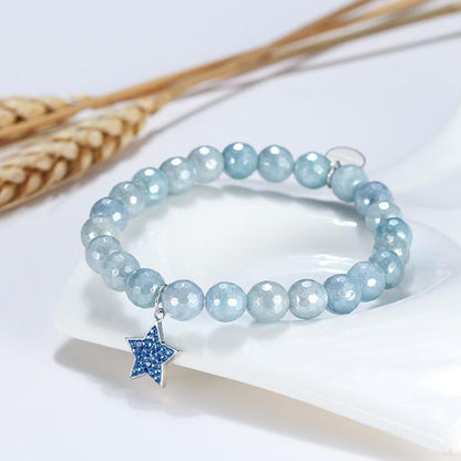 Mystic Blue Star Beaded Charm Bracelet