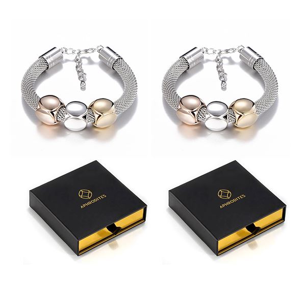2 Sets of Cube Charms Metal Bracelet