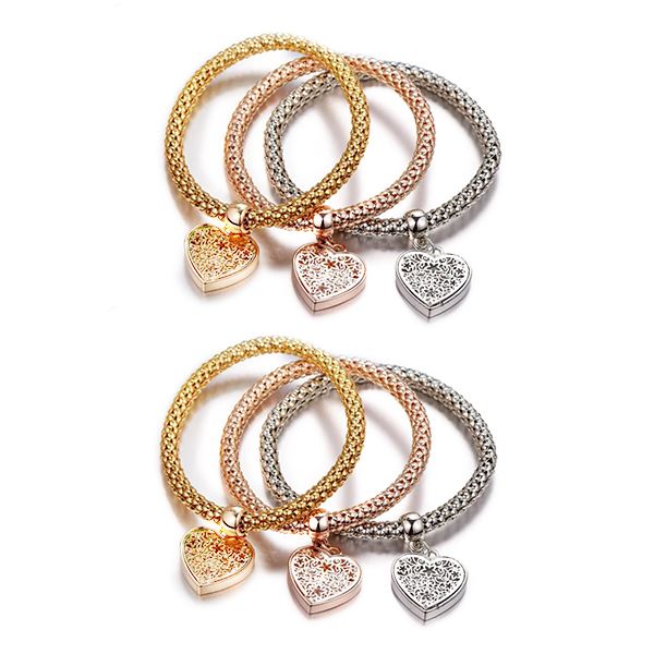 2 Set of Heart Charm Bracelets with Austrian Crystals