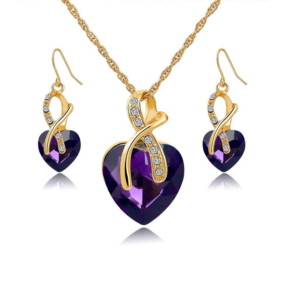 2 Sets of Wishful Heart Necklace and Earring Sets