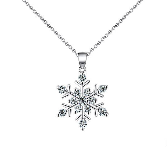 Sparkling Snowflake Sterling Silver Pendant Necklace
