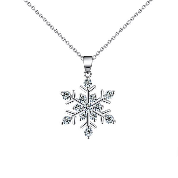 Sparkling Snowflake Sterling Silver Pendant Necklace