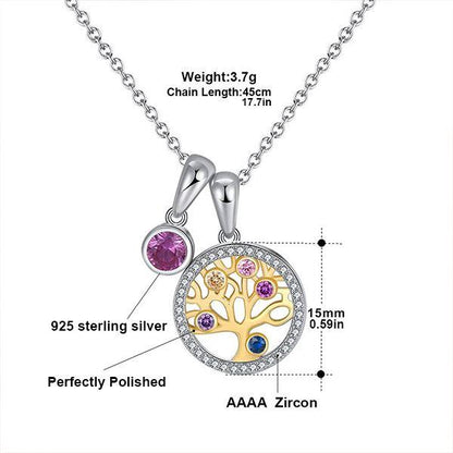 Tree of Life Rainbow Crystal Mini Pendant Necklace