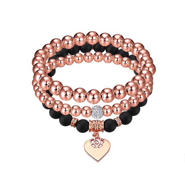 2 Sets of Black Rose Beaded Bracelet Set