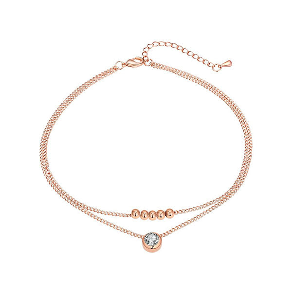 DOUBLE LAYER ROSE GOLD CRYSTAL ANKLET
