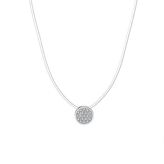 Spellbound Sterling Silver Pave Disc Necklace