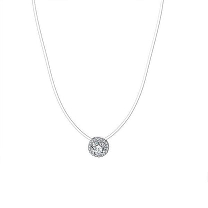 Spellbound Sterling Silver Solitaire Halo Necklace