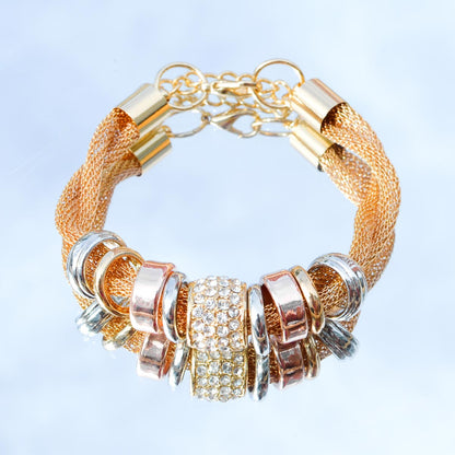 2 Sets of Entwined Gold Metal Bracelet